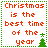Four identical display red text reading "Christmas is the best time of the year" with green dotted borders, each containing a green Christmas tree icon