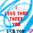 A static image with a blue and white abstract background, red text reading "LESS THAN THREE YOU" in multiple , black text "I <3 YOU", pink hearts between lines, and partial pixel variations