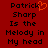 Red background with black pixelated text reading "Patrick Sharp Is the Melody in My head" and an orange heart symbol replacing the 'i' in Patrick.