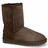 Brown boot on white background with pixelated text reading 'easy to ruin', 'fun to wear', and 'so so comfy' in brown