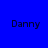 Four quadrants display the name 'Danny' in pixelated text against solid blue, purple, orange, and purple backgrounds.