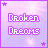 A 5x4 contact sheet of animated frames showing a pixelated 'Broken Dreams' text animation on a purple starry background with varying transparency effects.