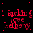 Red text on black background repeats 'i fucking love bethany' in a pattern with slight variations across and