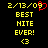 Yellow pixelated text on black background with red heart symbol above '2/13/09' in left , identical text in right