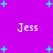 Purple background with cyan plus signs and four instances of the name "Jess" in white pixelated text.