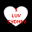 Four white heart-shaped icons with red text "I LUV SYDNEY" on black background, two with sharp edges and two with blurred edges.