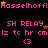 Pixelated text and symbols on a black background with pink, yellow, and gray elements.