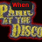 Four display 'Panic at the Disco' text with changing red speech bubbles containing phrases like 'When', 'I say shotgun.', 'you say', and 'Wedding'