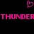 Pixelated pink heart symbol above bold pink text reading THUNDERTHUNDER on black background.