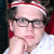 A 50x50 pixel animated buddy icon featuring a person with glasses and a red-and-white headband on the left, next to green text reading "Original Icons .com" on a dark background.