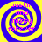 Four identical spiral patterns with yellow and blue colors, each containing pink text reading 'austin and missy forever' in a circular arrangement.