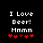 Two side-by-side animated frames of a pixel art buddy icon showing text and heart symbols with slight animation changes in the hearts' colors.