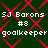 Green background with red diamond lattice pattern, white text reading "SJ Barons #8 goalkeeper" repeated twice in