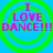 Four identical circular icons with green concentric rings on a blue background, each displaying pink text "I LOVE DANCE!!!" in pixelated font.