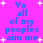 Bright pink background with blue pixelated text reading "Yo all of my peoples aim me" and scattered white star shapes.