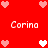Red background with pixelated hearts and repeated 'Corina' text in white, featuring alternating heart colors across four positions.
