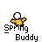 Animated contact sheet of a yellow stick figure character performing various springing and running motions with text "Spring Buddy" beneath each frame on gray background.