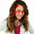 A woman with long brown hair wearing a white jacket over a red top appears in three with red text overlays reading "I Love" and "Miley Cyrus" and a heart symbol