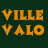 A 48x48 pixel buddy icon featuring a central portrait of a person with long dark hair against an orange background, surrounded by green panels with yellow text reading "VILLE VALO", "FOR US TO HANDLE", and "TOO SEXY" in a contact sheet layout.