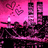Pixelated cityscape with pink and magenta tones, featuring buildings, a bridge, and heart symbols on the left side.