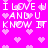 Pixelated pink background with repeated white text "I LOVE U AND U KNOW IT" and scattered light pink hearts, animated as static display.
