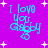 Pixelated cyan text "I love you Goofy" on purple background with white stars, four identical copies