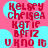 Pixelated red text on pink background with cyan circular shapes, displaying names and words in a