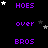 Purple text 'HOES', 'over', and 'BROS' arranged in a on black background with white stars, some frames show star positions shifting