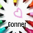 A pixelated image with a central pink heart outline surrounded by colorful pixelated shapes and the text 'Gonner' in blocky black letters.