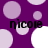 Purple background with light purple and white circles; four instances of the text 'nicole' in black pixelated font.