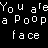 Static pixel art displays white text on black background reading 'You are a Poop face' in three lines.