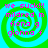 Four identical spiral-patterned with cyan and green swirls, each containing pink text reading "we suck!!! mildred m fiona g gianna f"