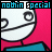 A 48x48 pixel animated contact sheet of a cartoon character with a white face, black eyes, and teal shirt against a pink background, displaying seven sequential frames showing subtle facial expression changes.