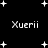 Black background with white pixelated text 'Xuerii' repeated four times, surrounded by scattered white star shapes of varying sizes.
