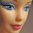 A 48x48 pixel animated buddy icon featuring a close-up of a cartoon-style female face with blue eyes and red lips, displayed as two frames in a contact sheet showing text changes.