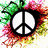Four distinct peace sign icons arranged in a , each with unique color schemes and backgrounds