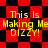 Yellow text reading "This Is Making Me DIZZY!" on a red and black checkered background with diamond-shaped patterns.