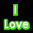 Green 'I' and 'Love' text, red 'Jennifer' and '<3' text, blue '& my daughter Hui Min :D' text on black background with gray rectangle.