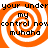 Four identical orange and white spiral-patterned arranged in a , each containing black text reading 'your under my control now muhaha'