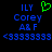 Blue pixelated text on black background with green heart symbol above 'ILY' in left ; identical right lacks the heart