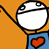 A static contact sheet of a repeating pattern featuring cartoon stick figures with white heads, blue bodies, and red hearts on an orange background with repeated 'LOVE' text.