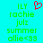 Pixelated green text on cyan background with red heart symbol; left side shows animated heart, right side static. Text reads ILY rachie julz summer allie<33.