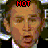Pixelated image of a person in a suit with three text overlays: 'NOT' in red, 'MY' in white, and 'PRESIDENT' in blue.