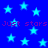 Blue background with scattered light blue stars and repeated purple text reading "Just stars Just stars".