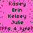 Pixelated text on pink background with repeated names and partial phrases, animated to shift vertically