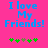 Blue pixelated text "I love My Friends!" on bright pink background with green and brown clover-like symbols below.