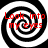 Four identical black-and-white spiral patterns arranged in a , each overlaid with red text reading "Look into my eyes"