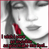 A grayscale image of a woman with closed eyes and a single tear, holding a red rose, overlaid with text reading "I wish I were as invisible as you make me feel...".