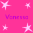 Pink background with white star shapes and purple text reading "Vanessa" repeated four times.