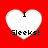 Four white heart shapes on a red background, each containing the text "I" above and "Gleeks!" below.
